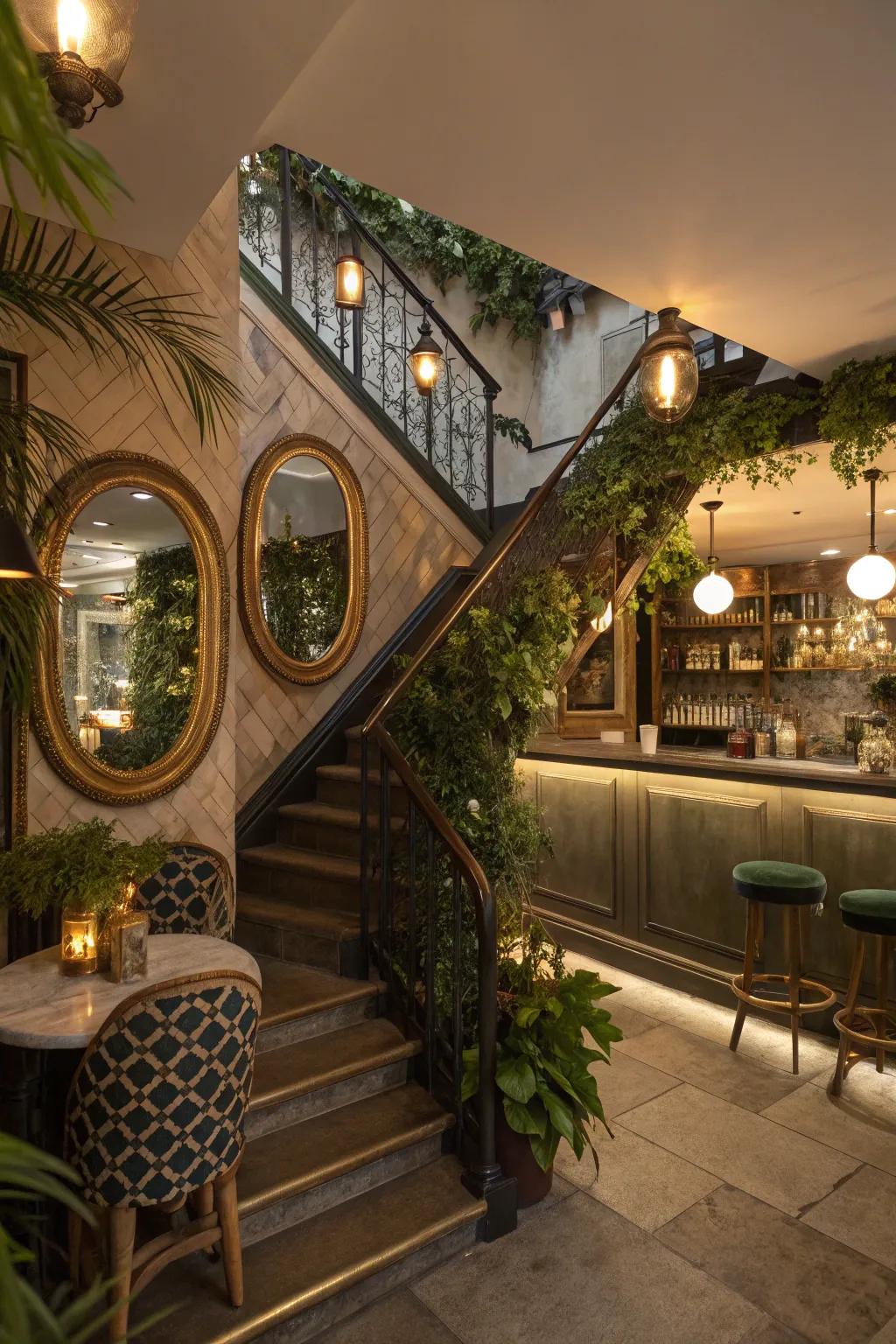 Ornamental elements contribute charm and character to the bar.