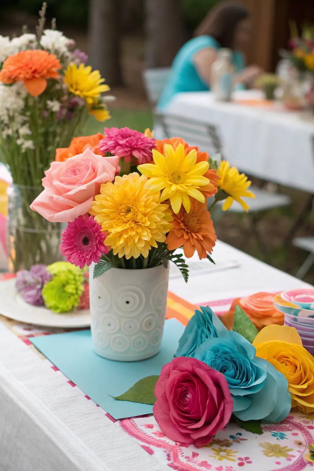 Floral decorations adding a refreshing element to the celebration décor.