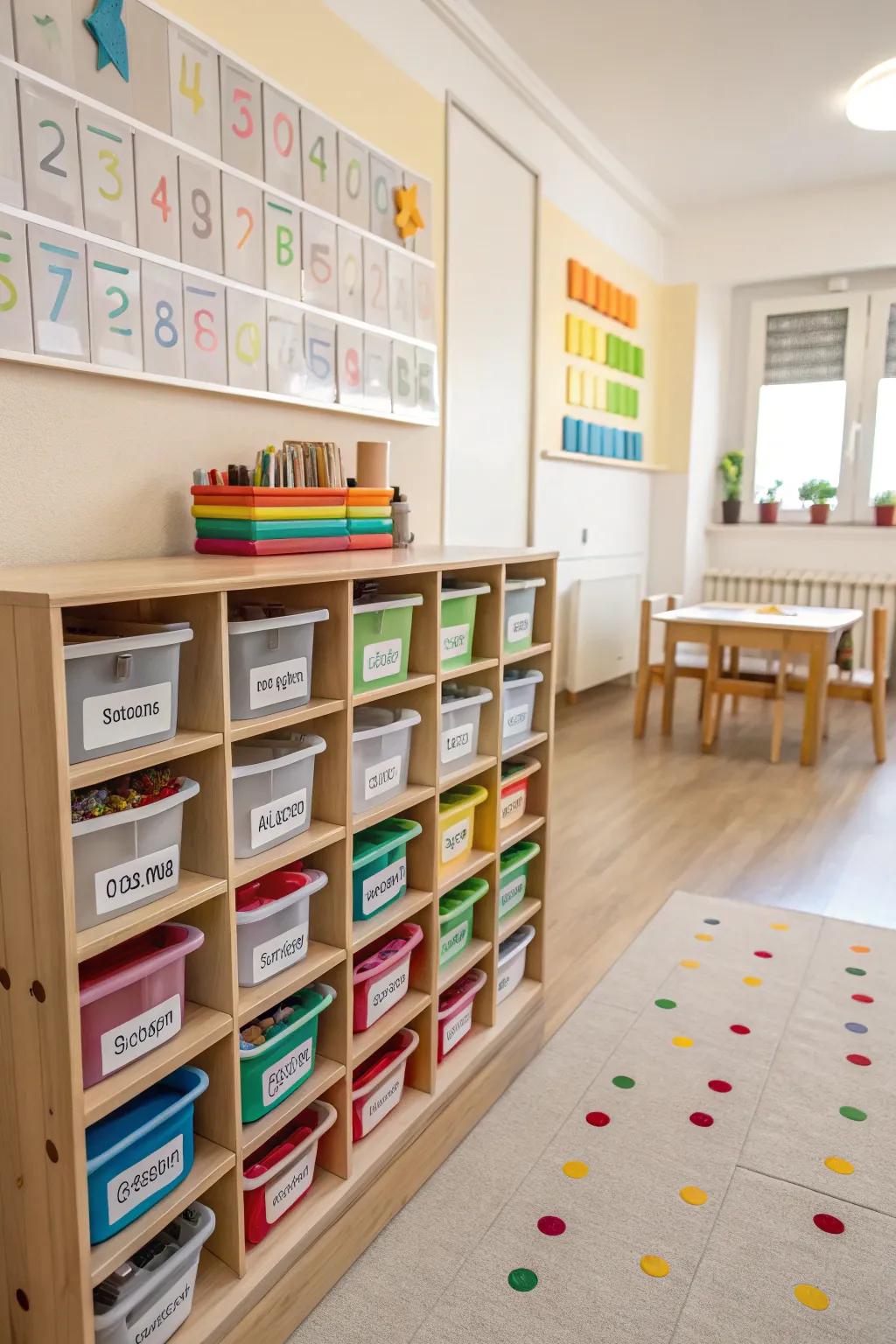 Keep items neat and accessible through organized storage.