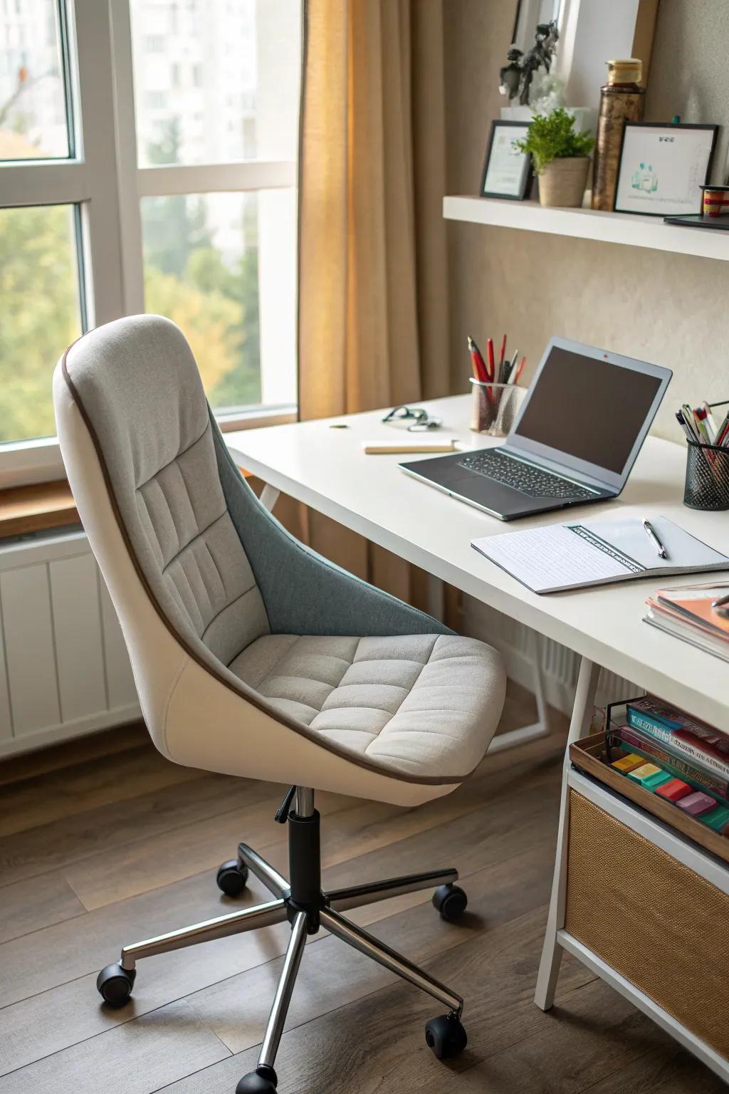 A comfortable seat improves focus during study.