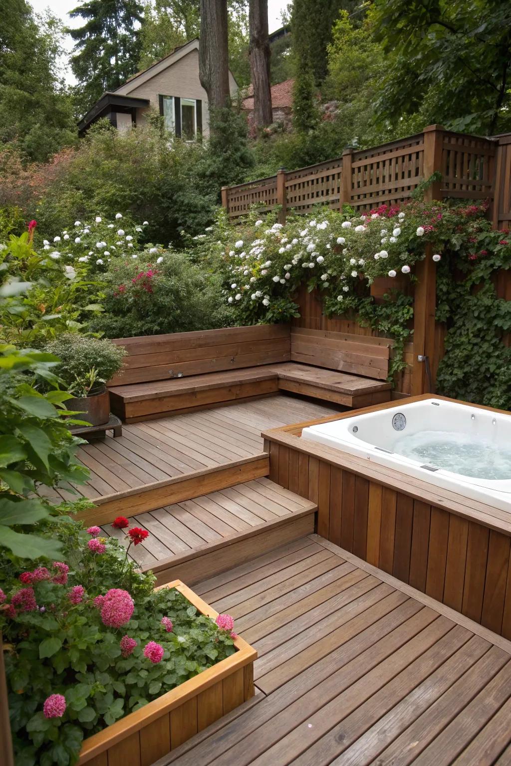 Integrated seating provides smooth design and usefulness.