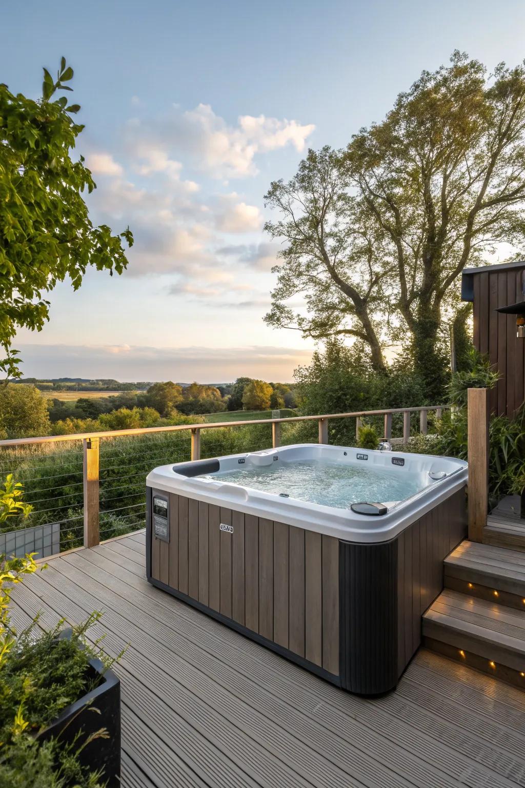 Blend fashion and strength using a mix of materials for your hot tub deck.
