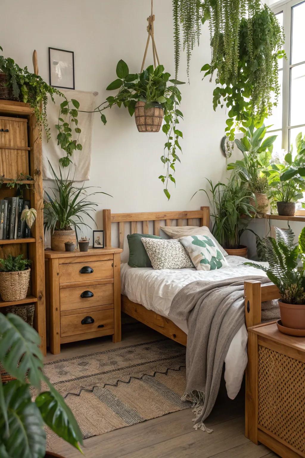 Nature-inspired pieces such as plants provide a refreshing touch.