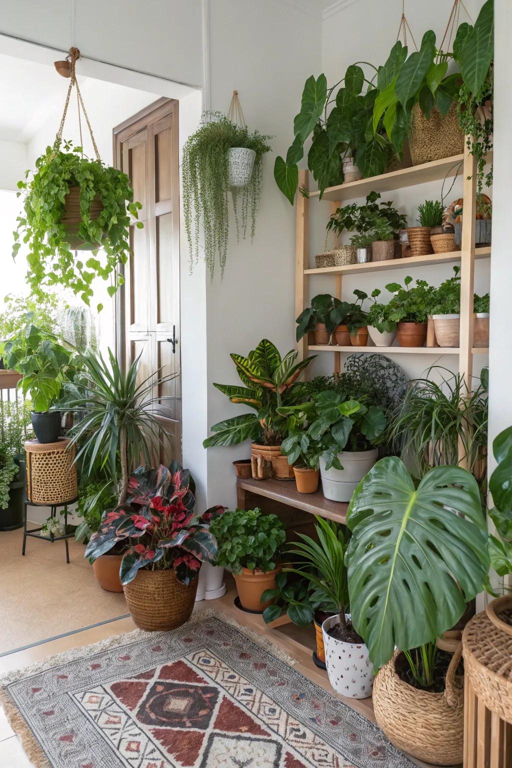 Diverse botanical varieties make for an eye-catching display.