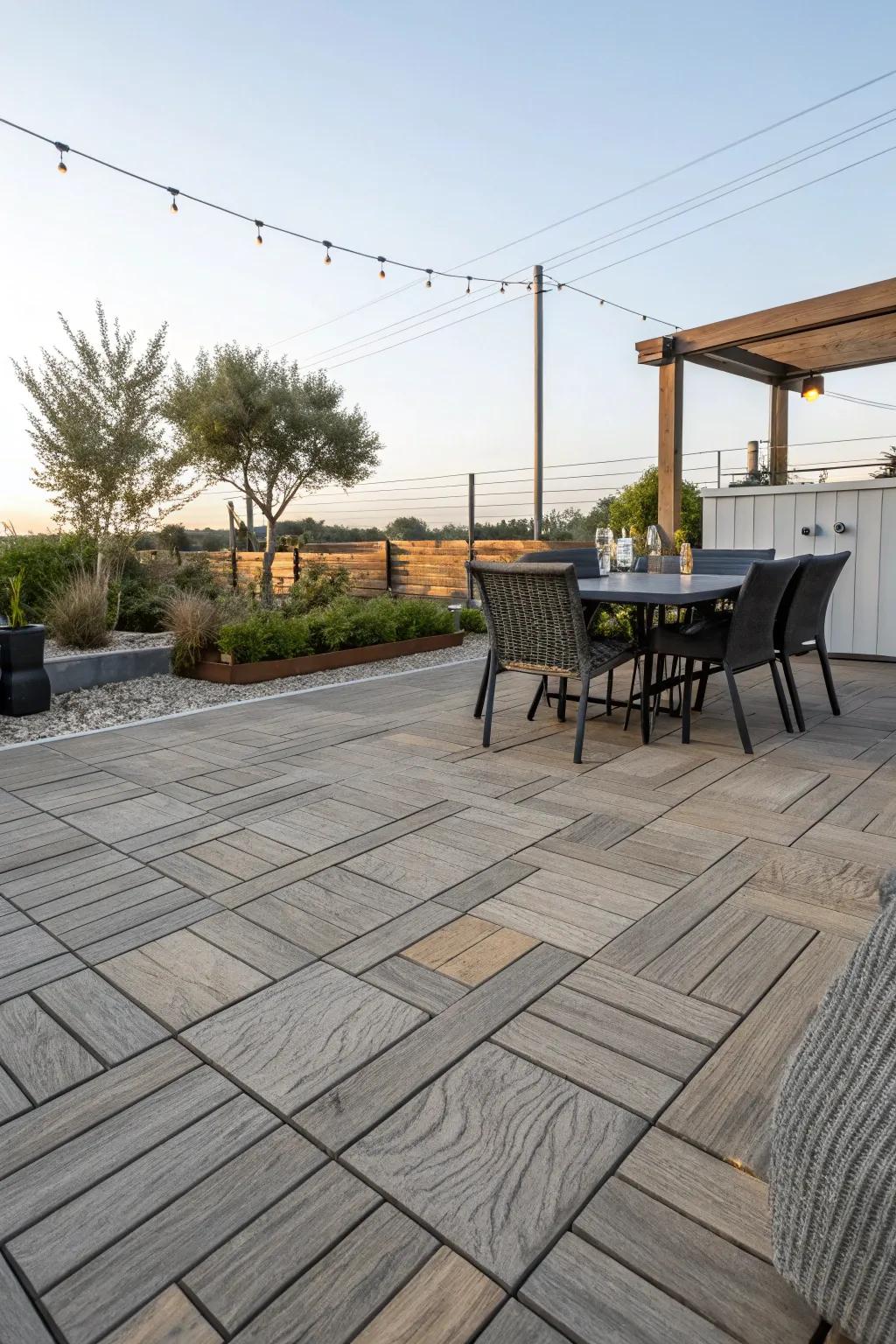 Interlocking tiles are a simple yet effective way to cover your patio.