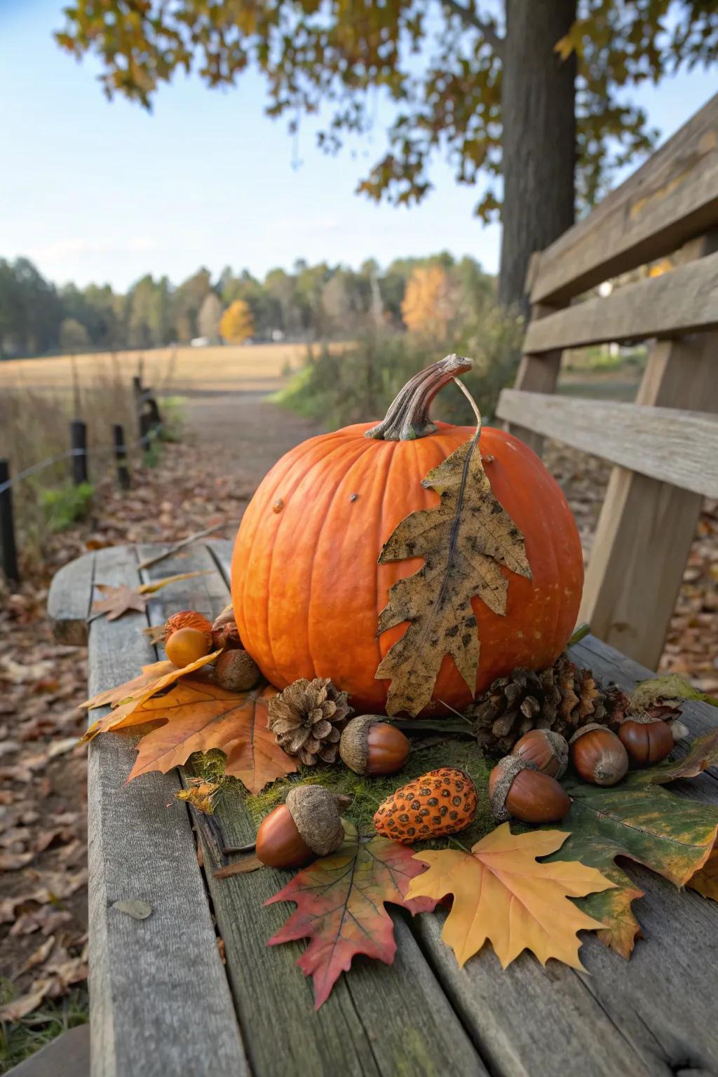 A nature-inspired pumpkin that perfectly captures the essence of fall.