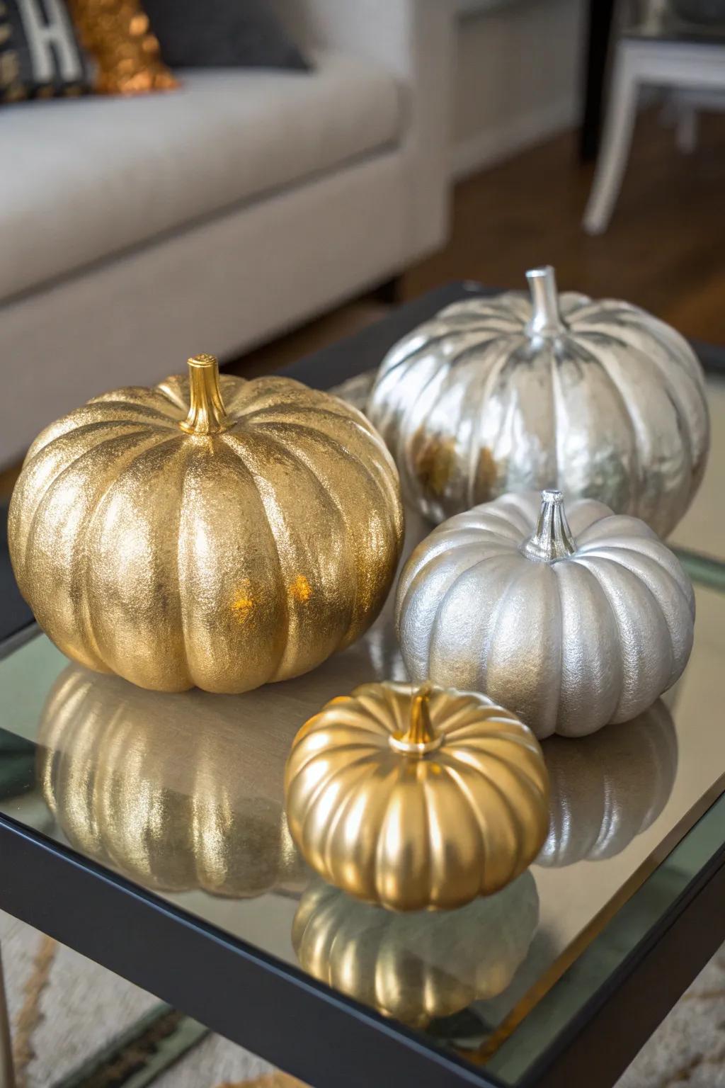 Polished gourds that contribute a contemporary and opulent feel.