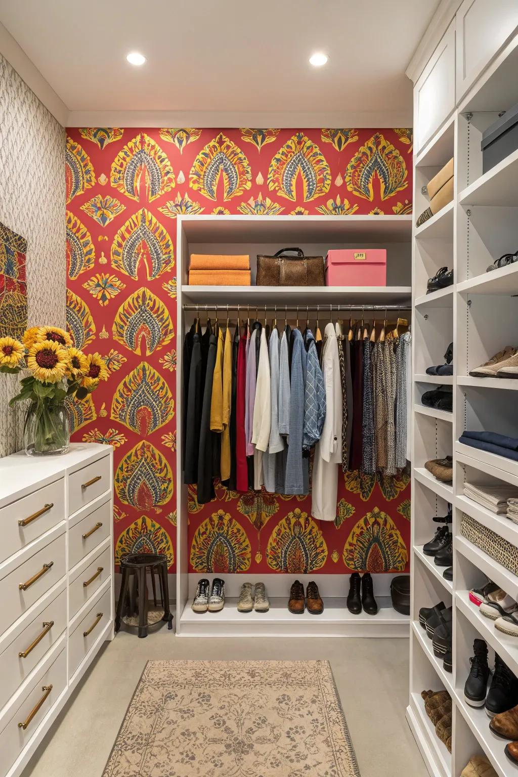 Infuse your closet with personality using highlight wall covering.