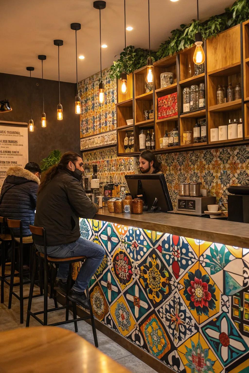 An uncommon paneling design can serve as the highlight of your coffee bar.