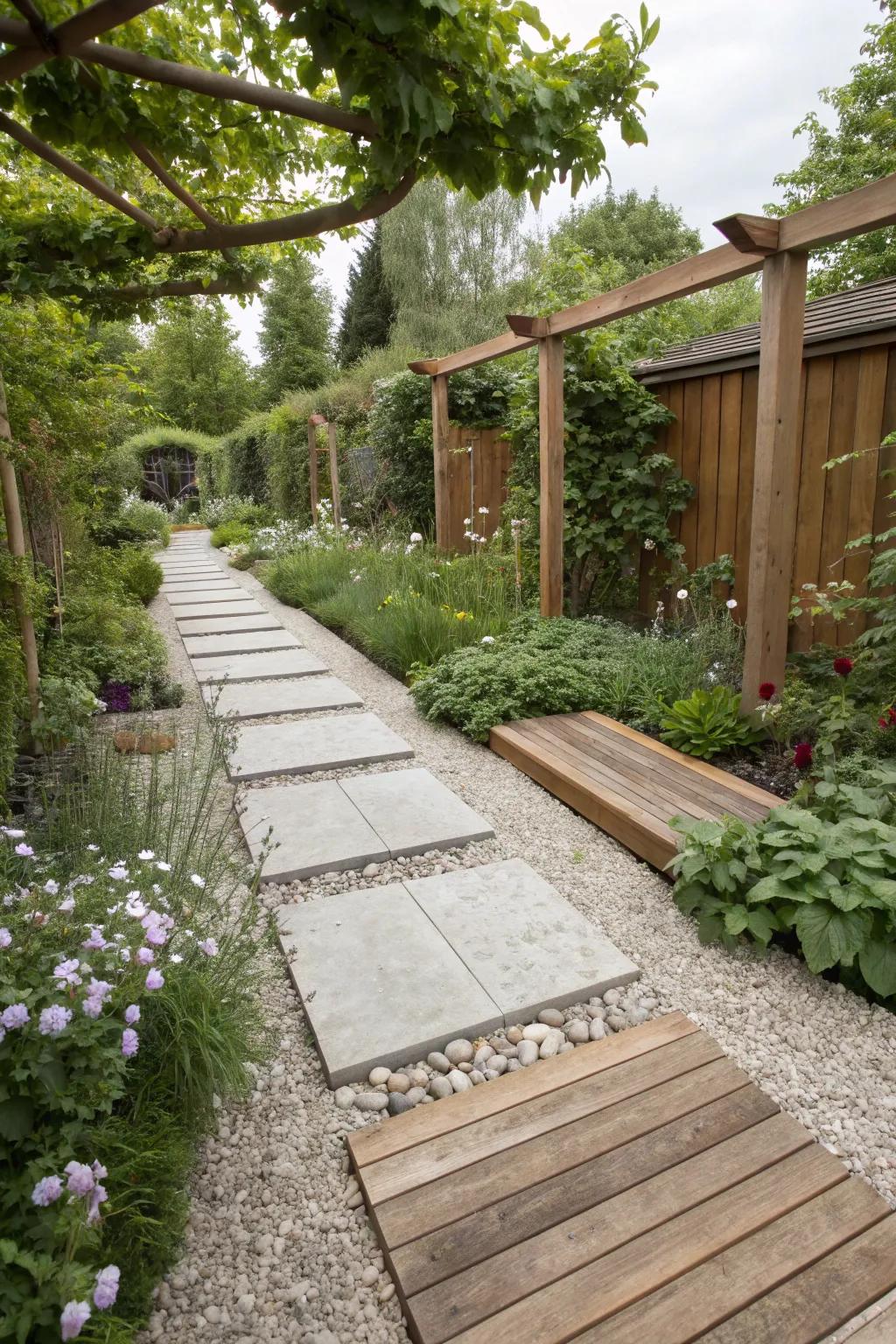 Incorporate timbers with other materials for a textured aesthetic.
