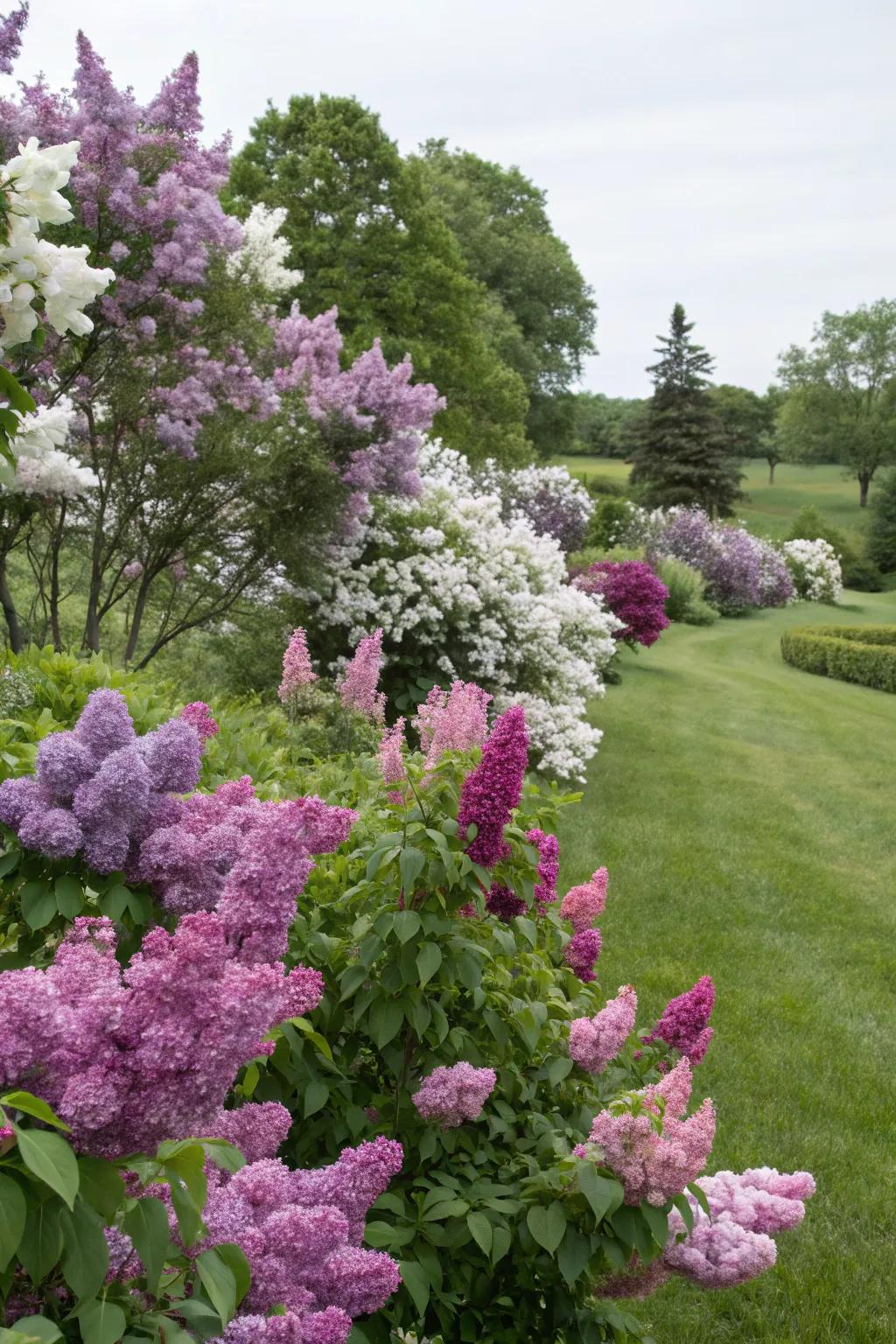 A varied assortment of lilac shades generates aesthetic intrigue.