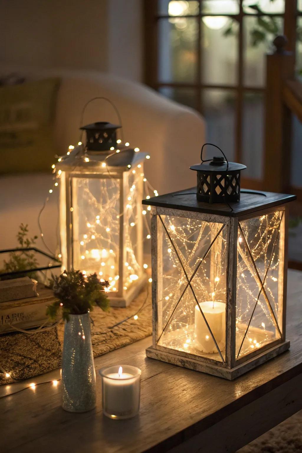 Whimsical DIY lanterns adding charm to a space.
