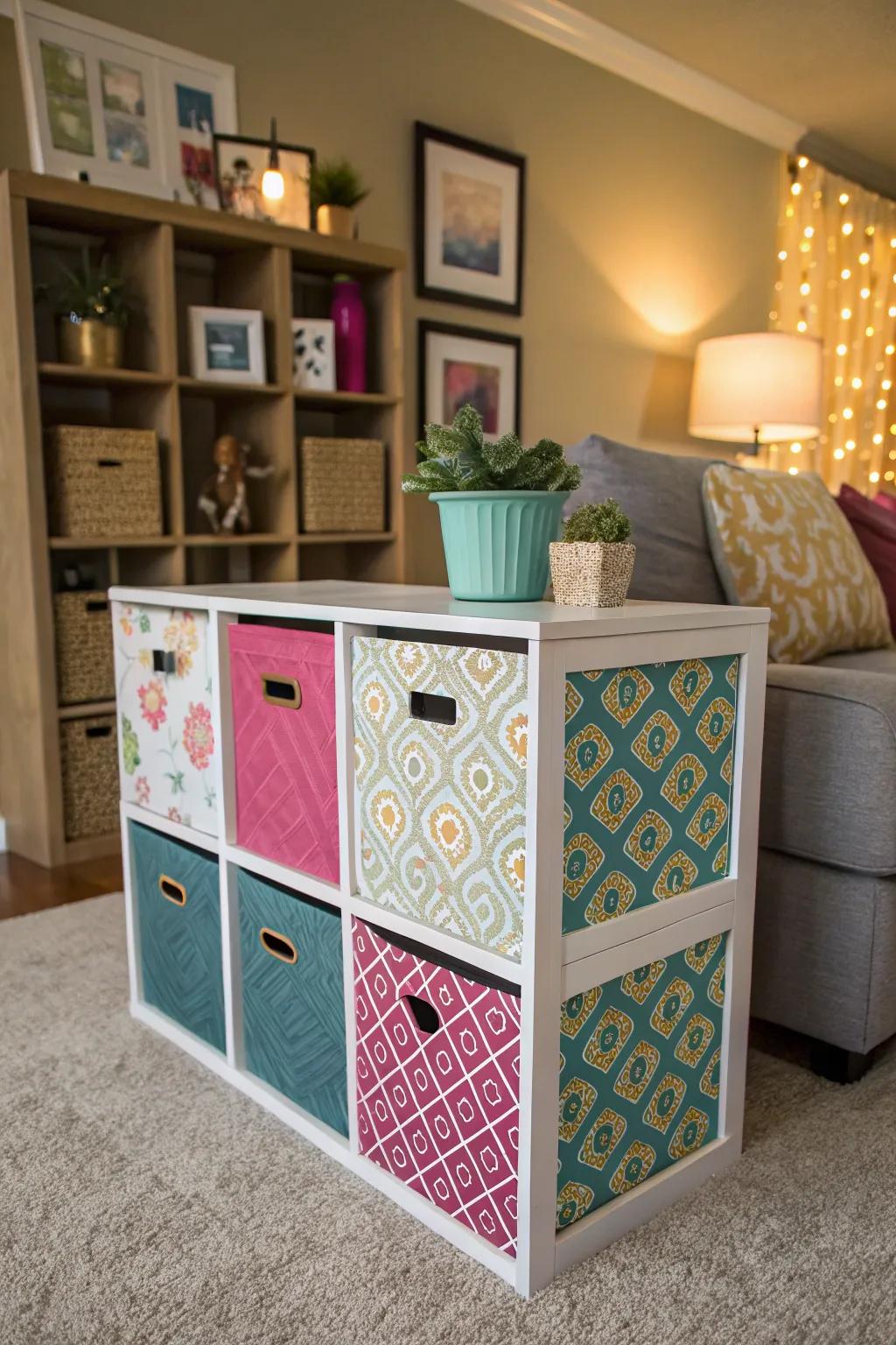 Individualized modular storage mirroring personal flair and ingenuity.