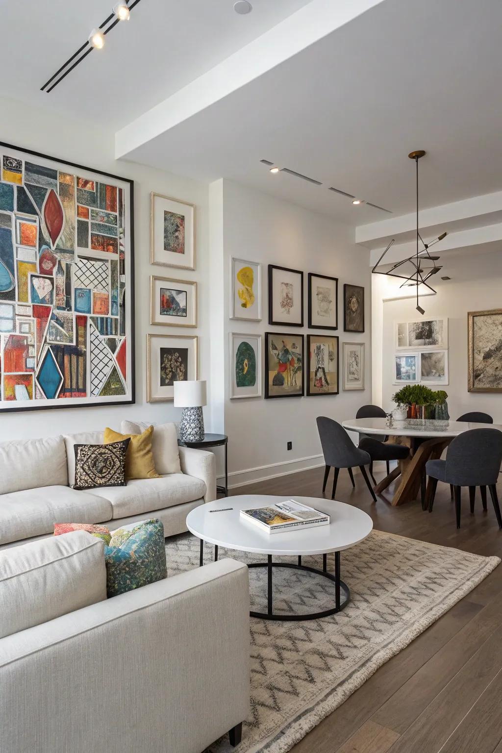 Artwork acts as a unifying component, infusing character and cohesiveness.