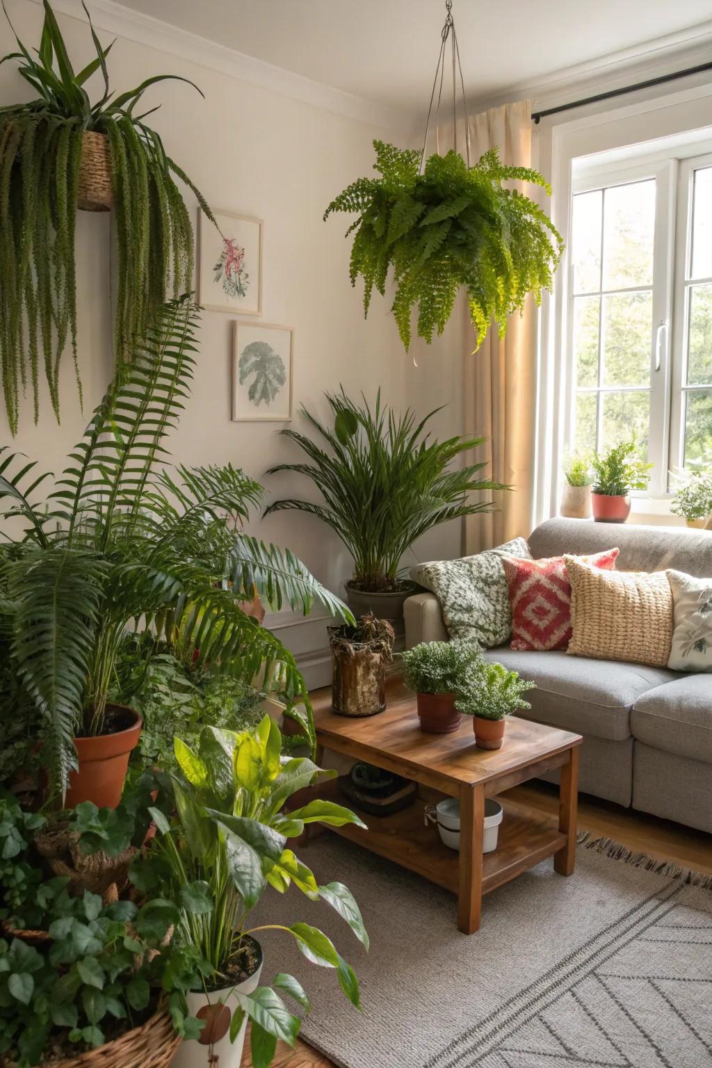 An underutilized corner transitions into a lush flora sanctuary.