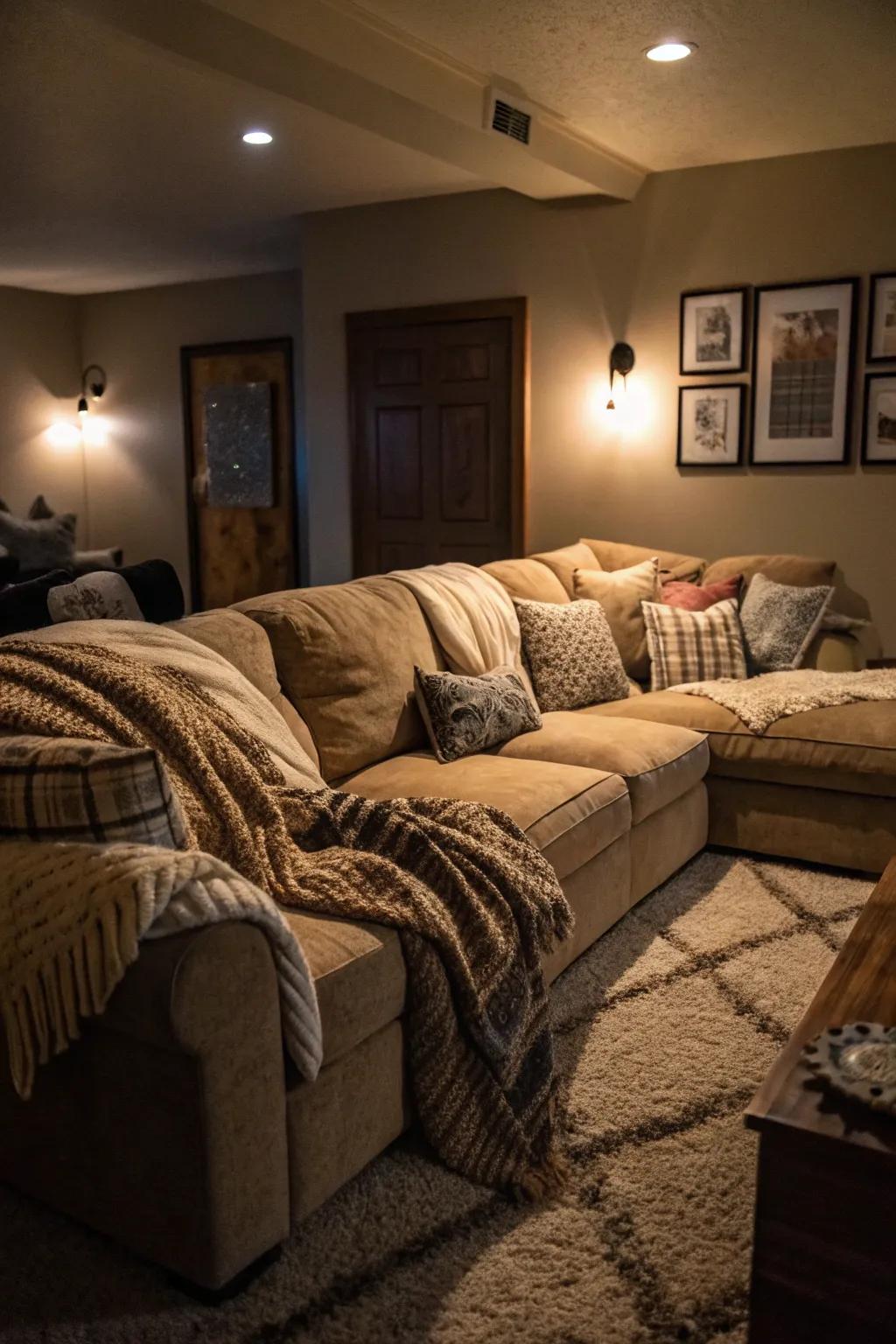 U-shaped sectionals create a welcoming gathering space.