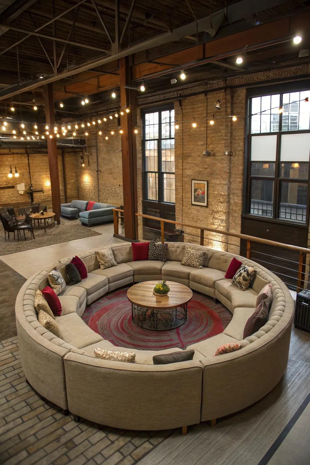 Seating designs that encourage a sense of togetherness and warmth.