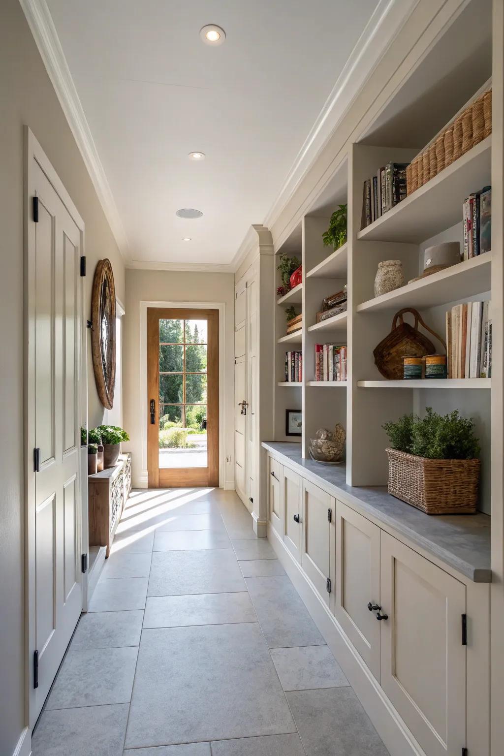 Built-in storage keeps this entryway functional and clutter-free.