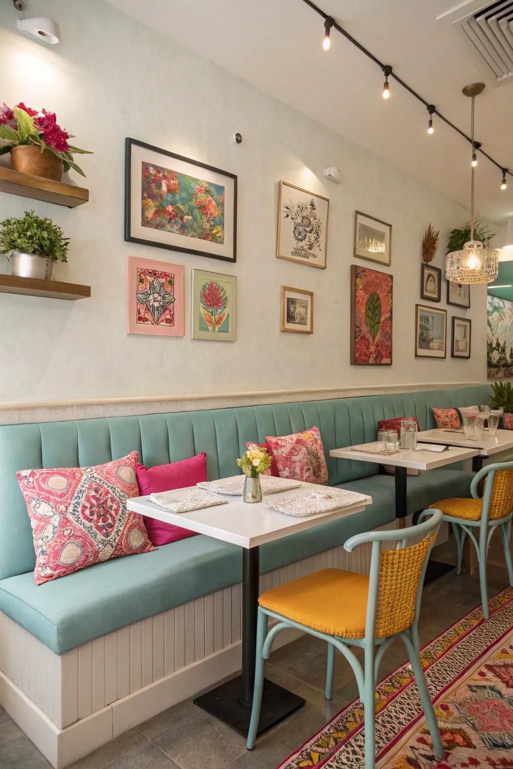 Splashes of color energize a neutral palette.