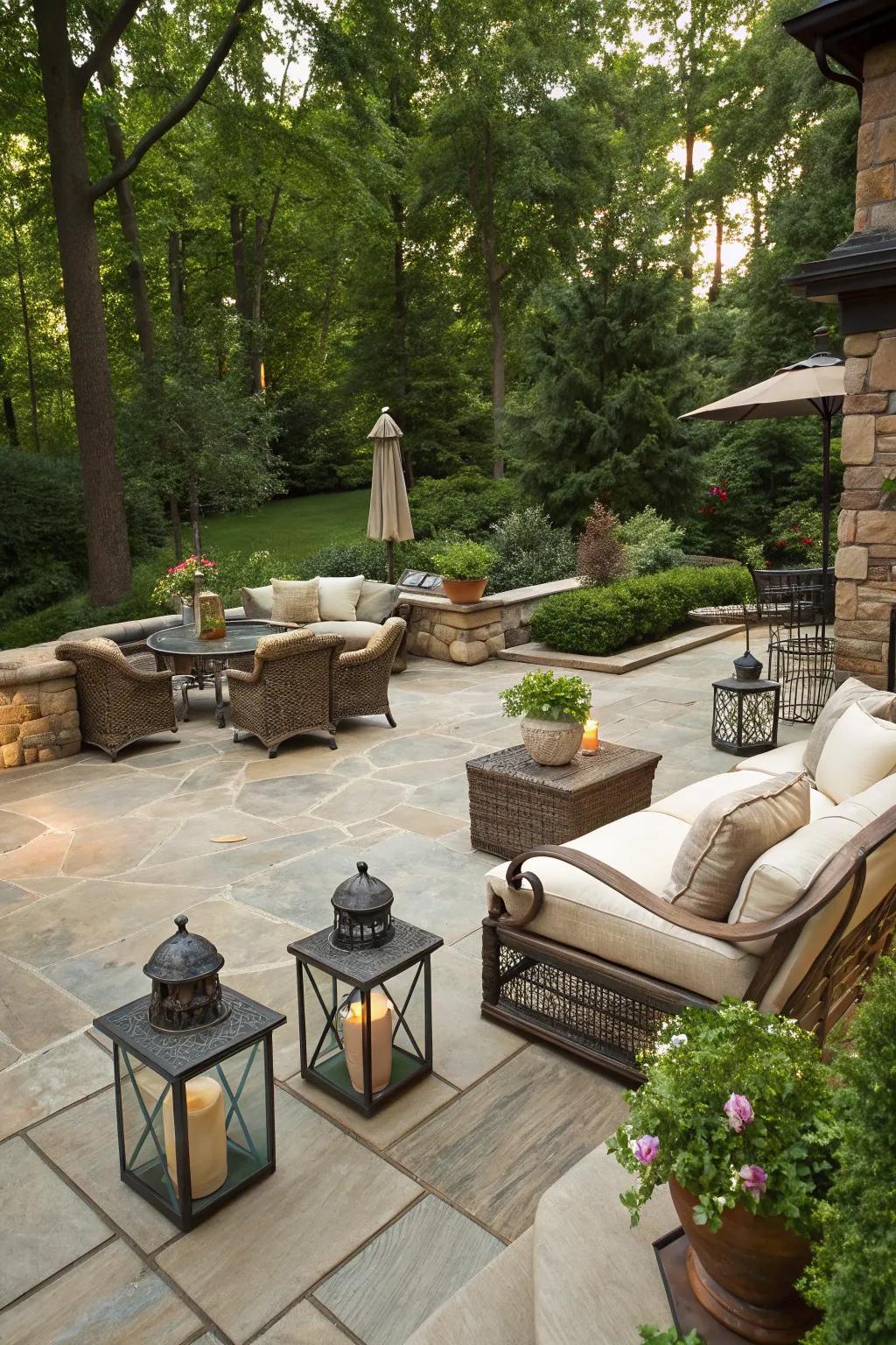 A stone terrace that adds elegance and utility.