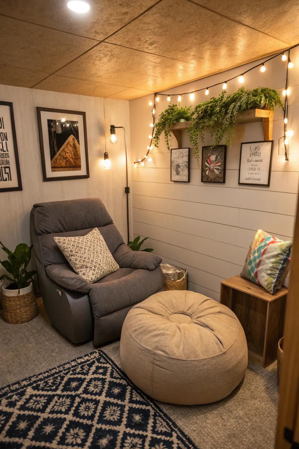 Solace-oriented seating is fundamental to a tranquil man cave milieu.