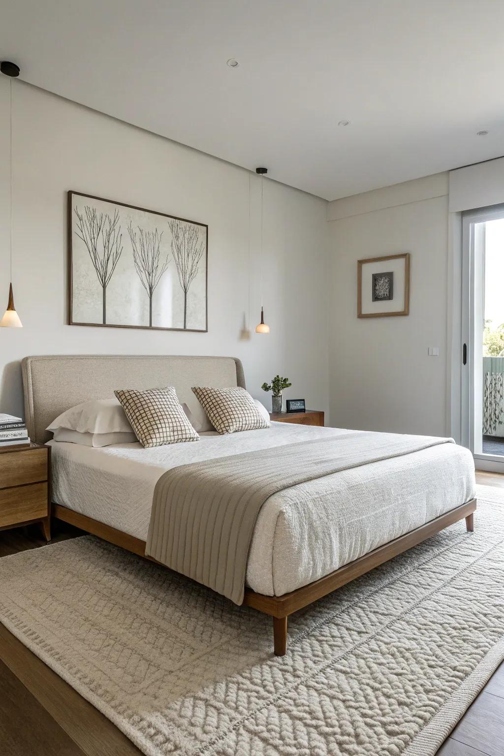 Minimalist embellishments preserve a neat and polished area.