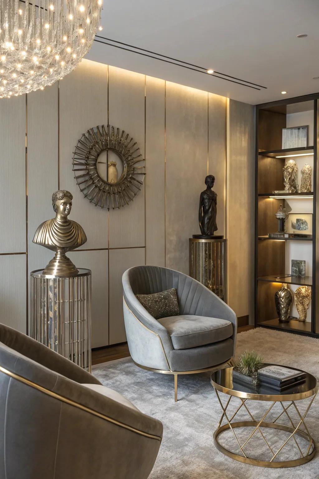 Modern details impart a contemporary note to the retreat.