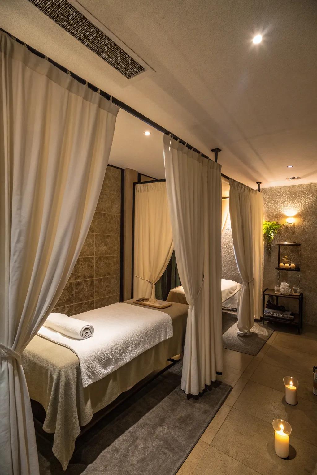 Privacy components establish a secure, intimate atmosphere.