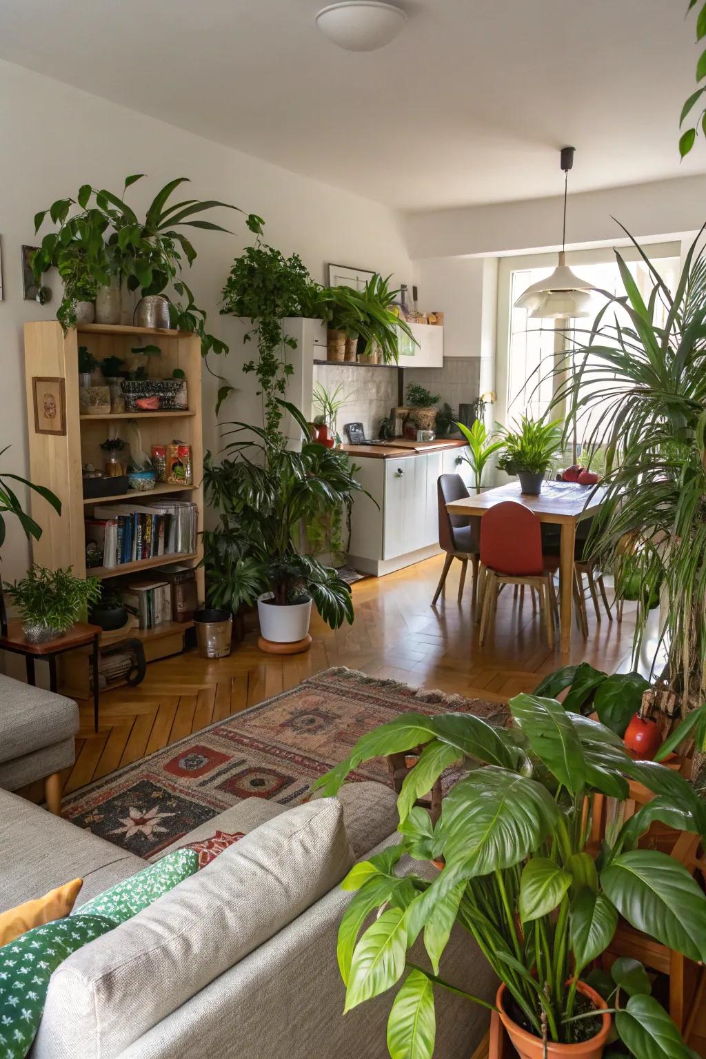 Adding vibrancy and life with indoor plants.