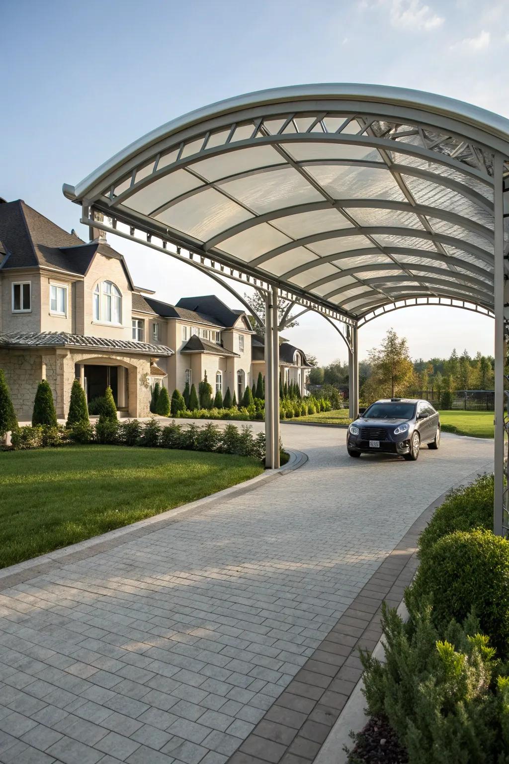 Arched designs contribute elegance and sophistication to carport structures.