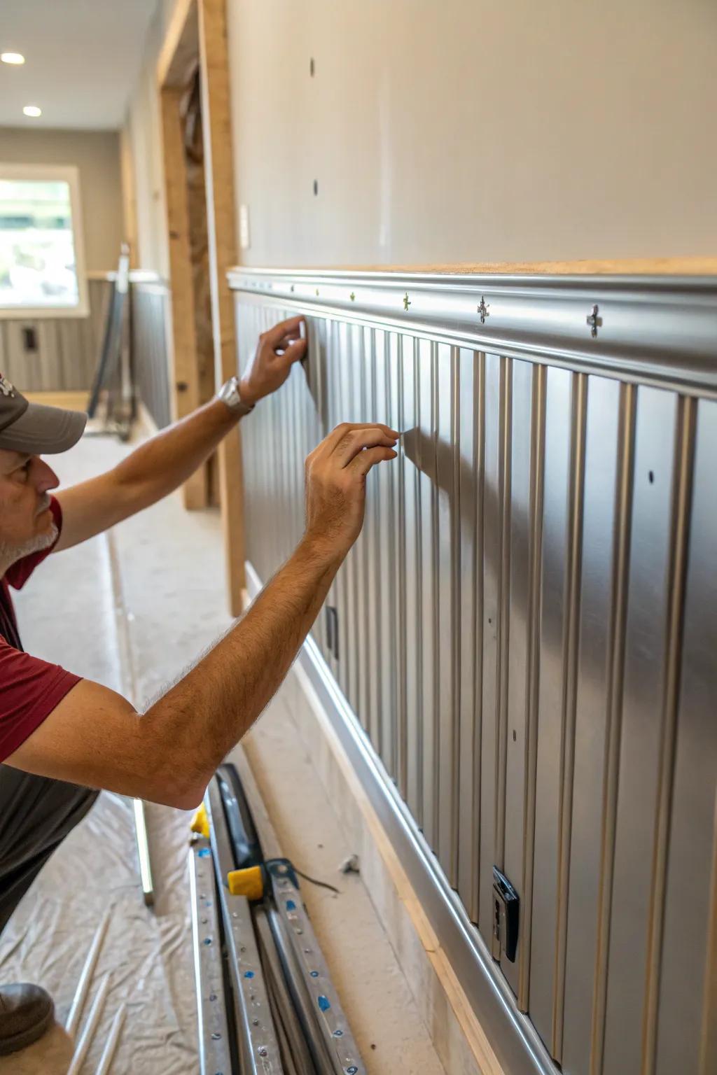 Undertake a worthwhile do-it-yourself assignment by installing metallic wall paneling.