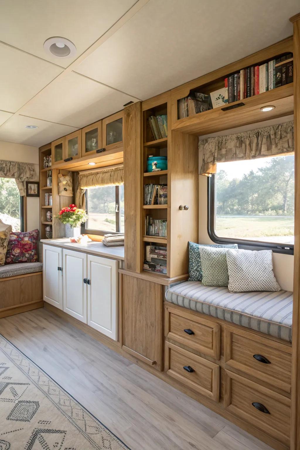 Fitted storage optimizes space and elevates the overall design.
