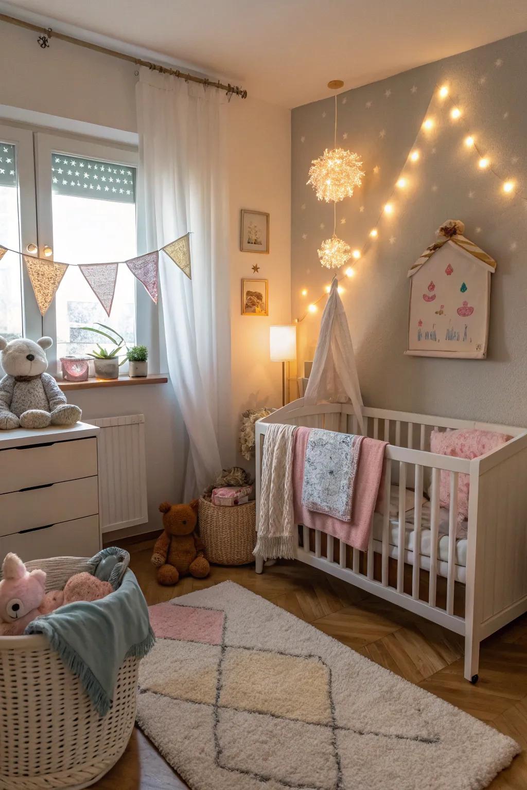 Ambient lighting ensures a cozy and soothing space.