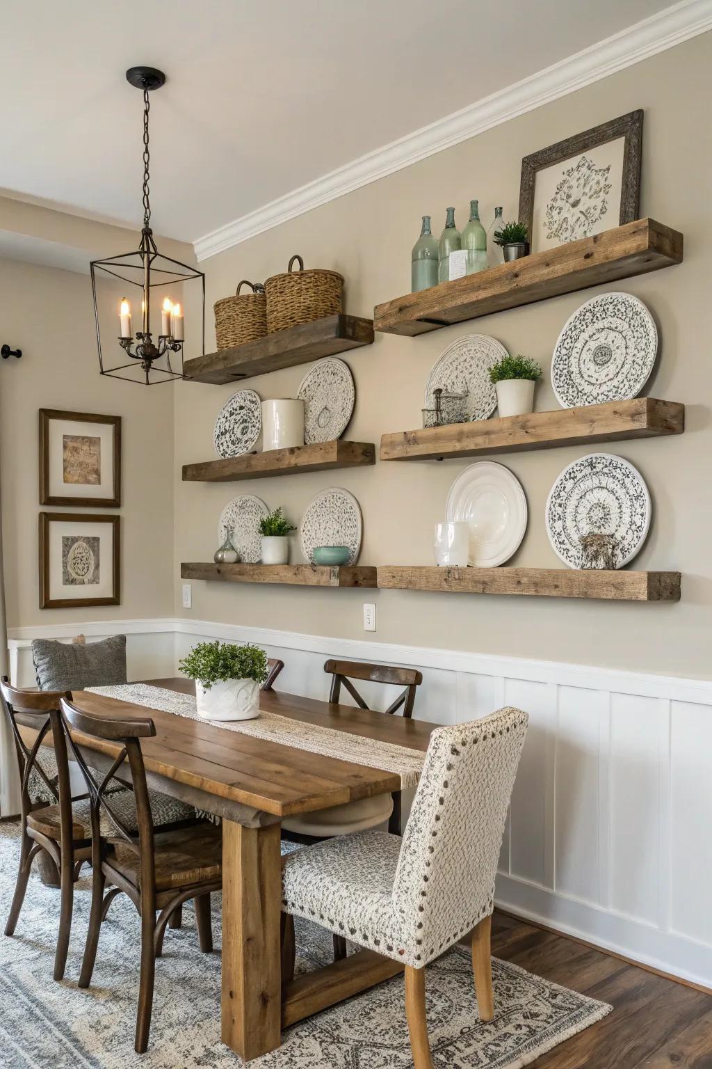 Understated wall embellishments fashion a harmonious ambiance.