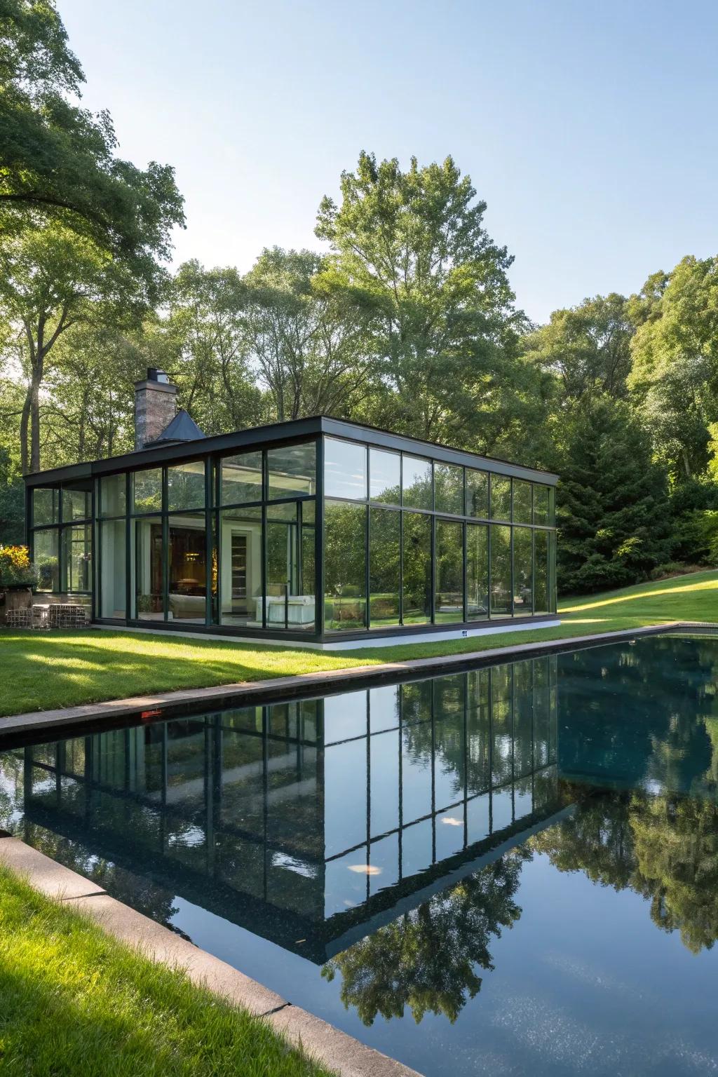 Reflective finishes creating symmetry and depth.