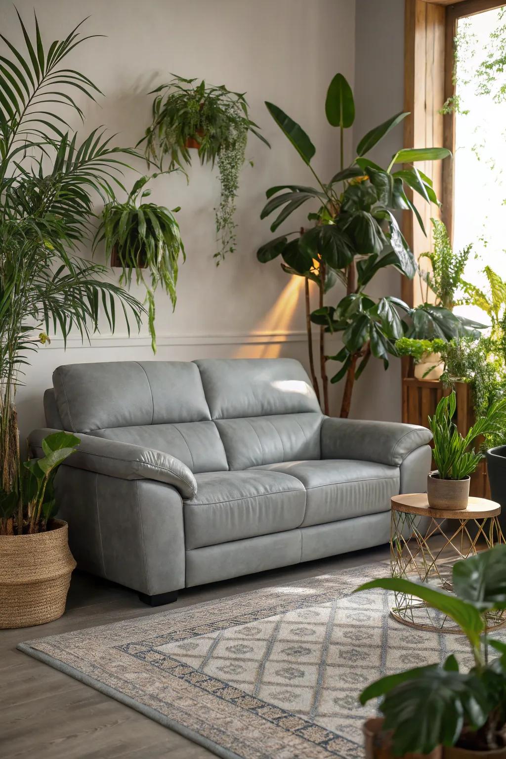 Verdure affixing a revitalizing and vibrant semblance to a contemporary lounge.