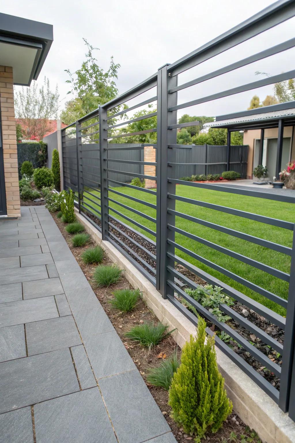 Incorporate an urban flair using an industrial chic metallic fence.