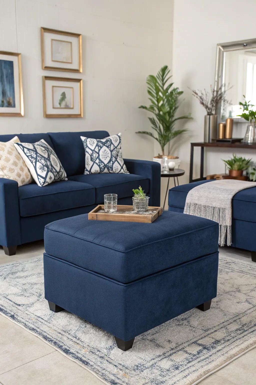 Dark furniture pieces create a cohesive environment.
