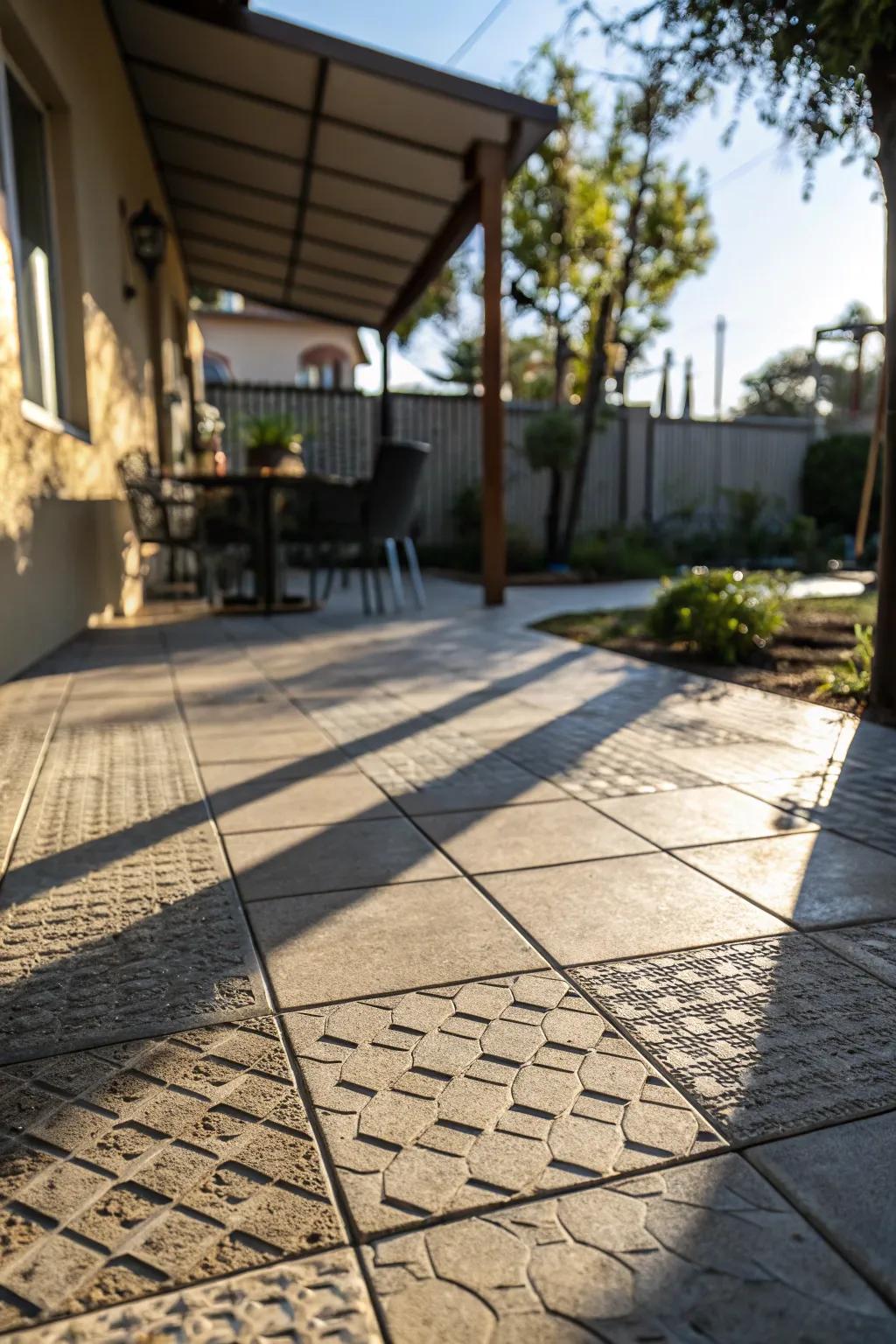 Textured tiles add a dimension of depth and interest.