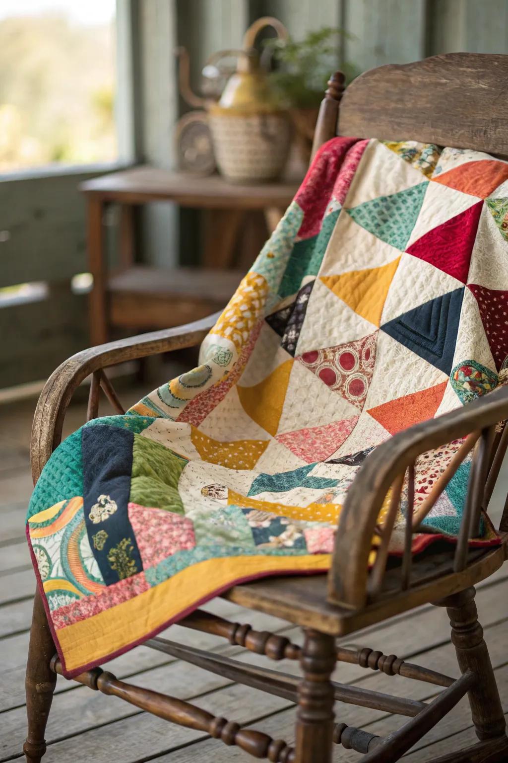 Eclectic stitchwork quilts bring vibrant energy into any space.