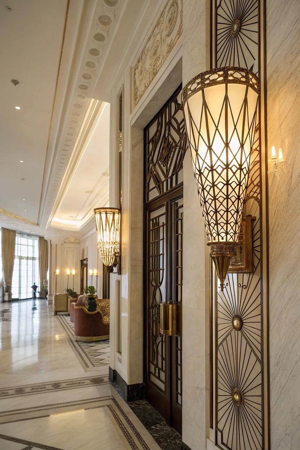 Art deco sconces give enduring elegance to your design.