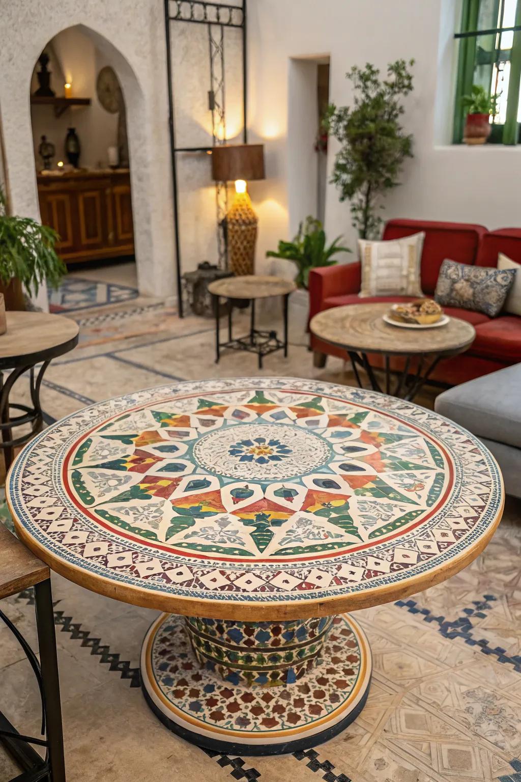 Cultural mosaic designs infuse a cosmopolitan touch into your residence.