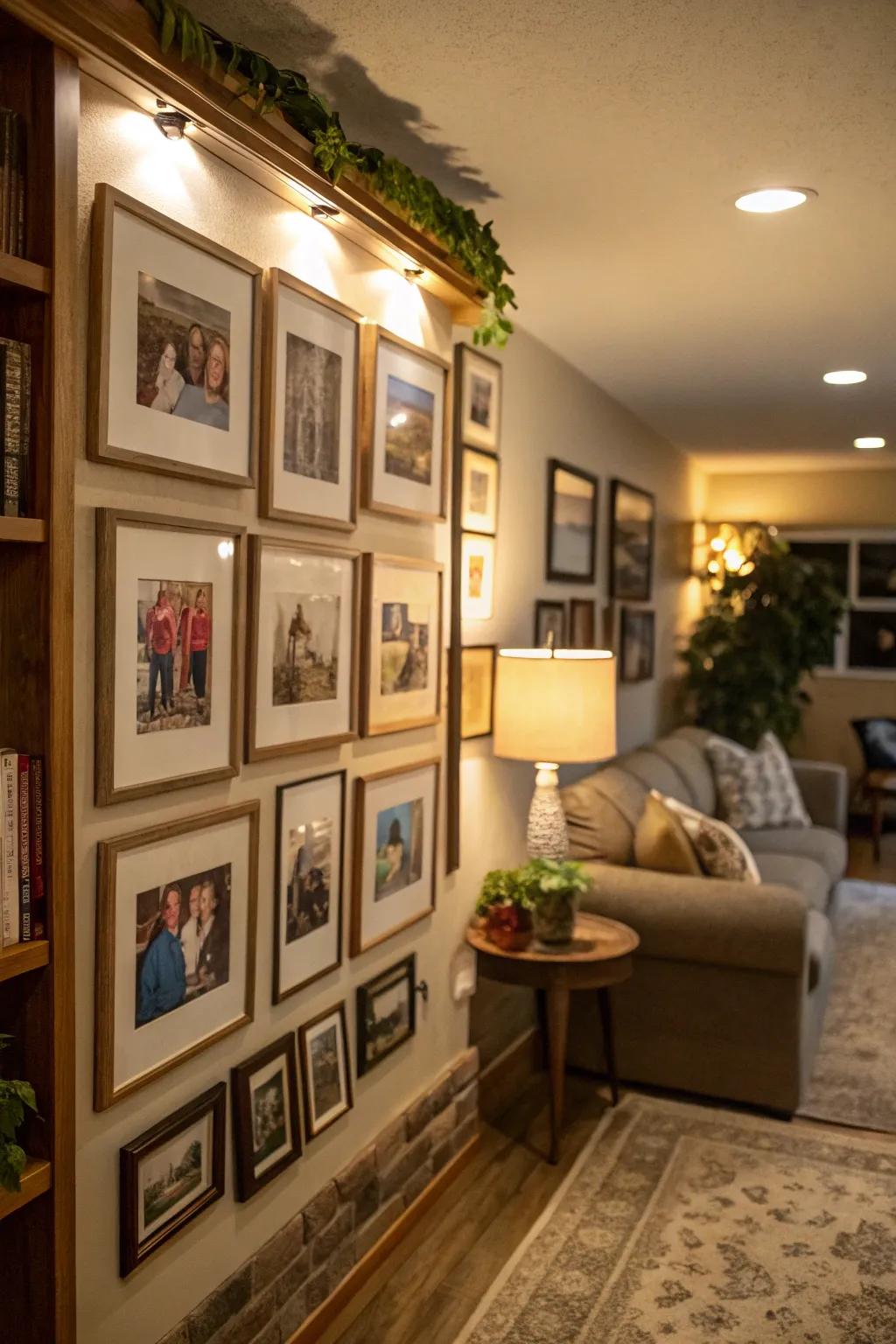 A remembrance gallery lends a personal narrative to the decorative scheme.