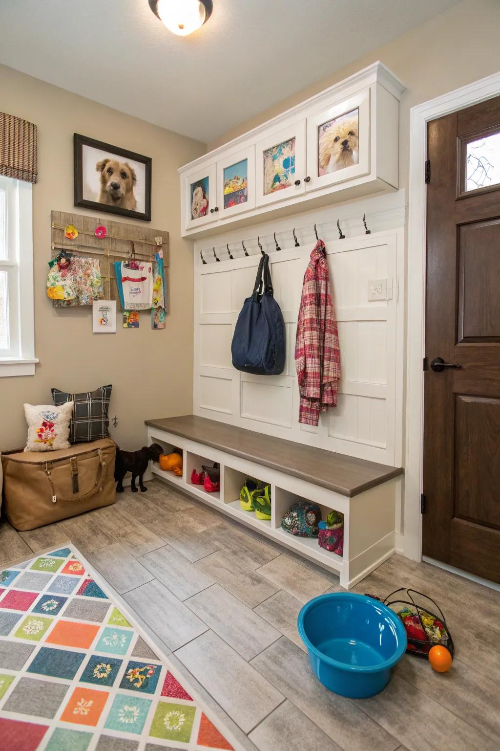 Laminate flooring offers a practical solution for bustling family mudrooms.