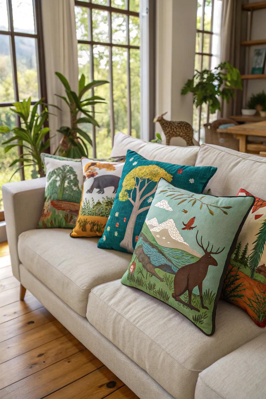 Thematic cushions are a playful and effortless way to update your home design.