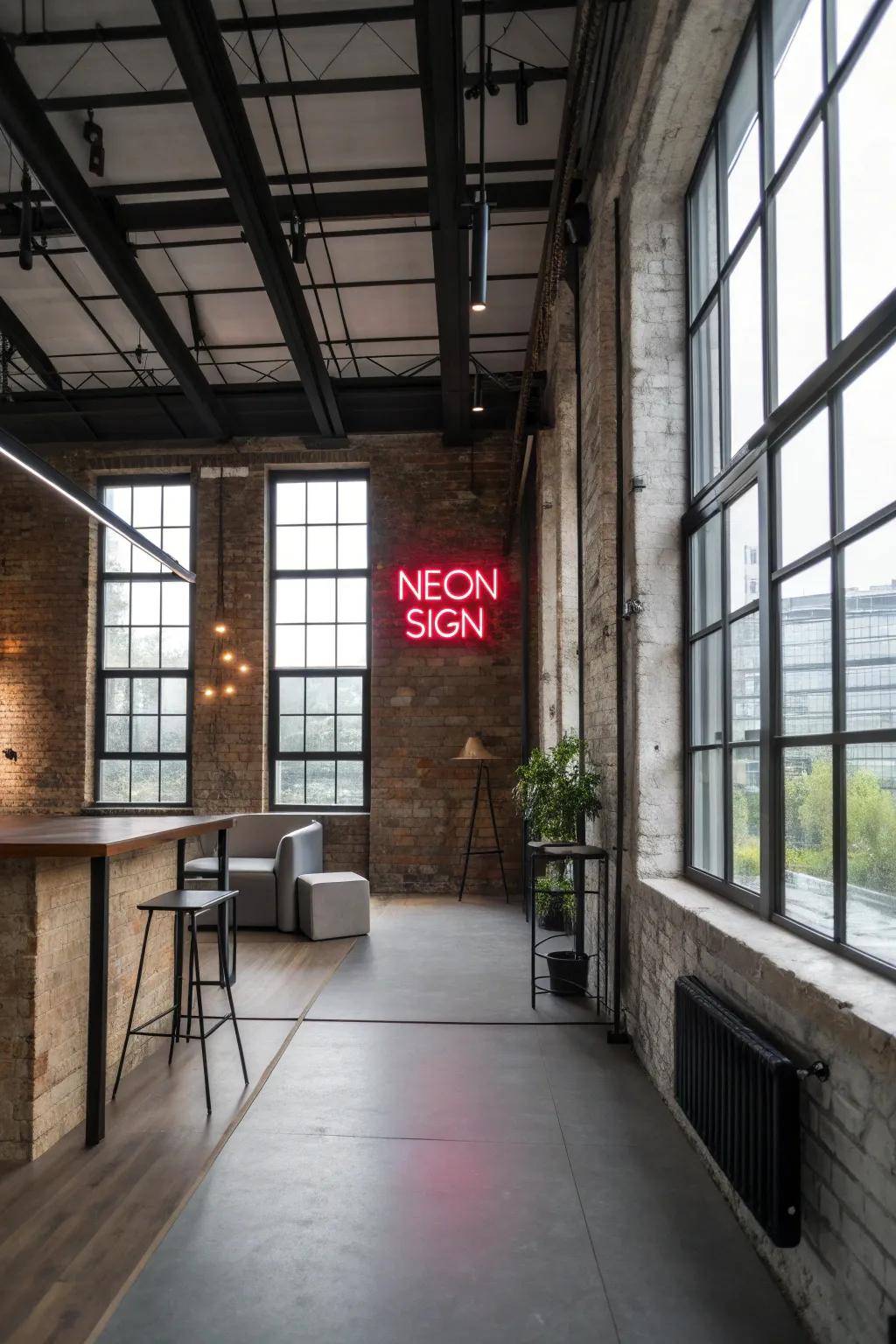 Achieve modern chic with a sleek neon illumination.