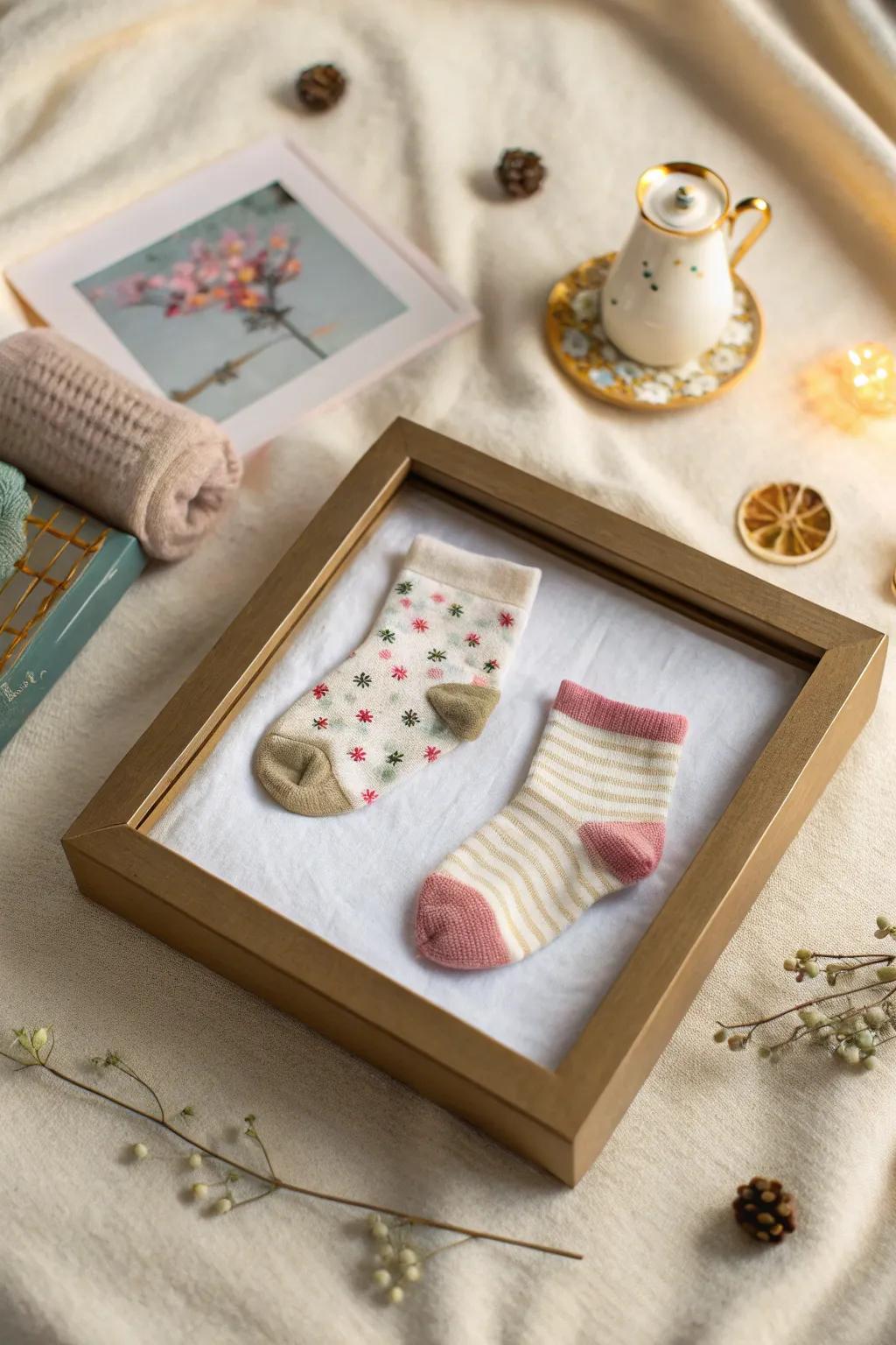 Tiny socks that once kept little toes warm.