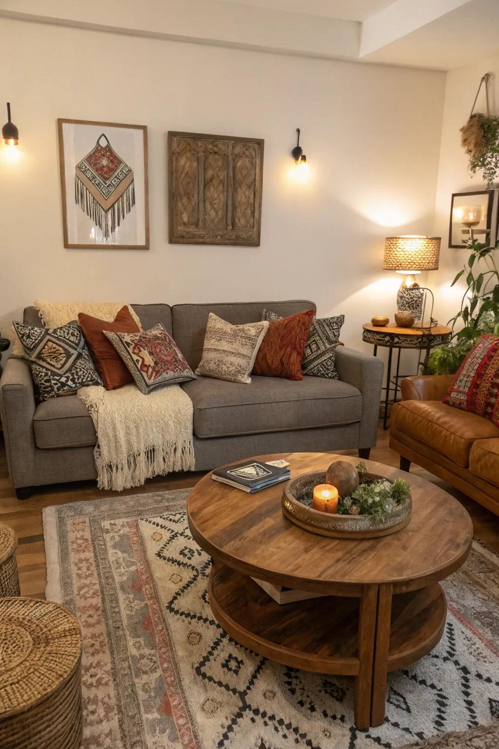 A mix of textures adds depth and intrigue to the room.