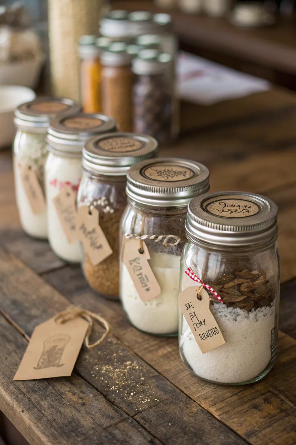 Reused containers provide stylish and useful storage options.