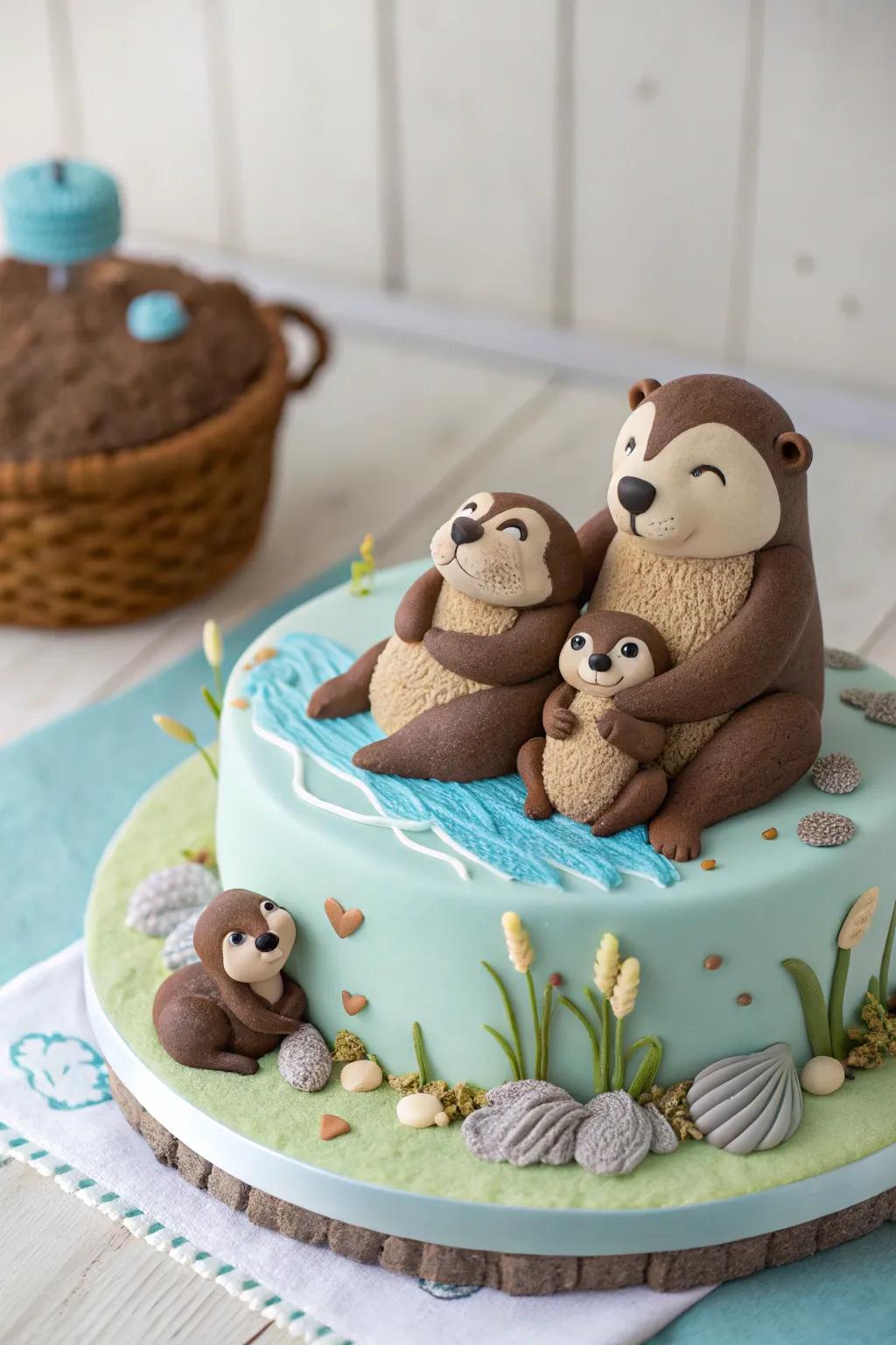 Honor kin with an otter kin-themed cake.